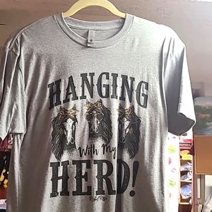 Woman's t-shirt with printing of horses on the front